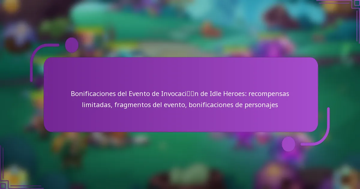 Bonificaciones del Evento de Invocación de Idle Heroes: recompensas limitadas, fragmentos del evento, bonificaciones de personajes