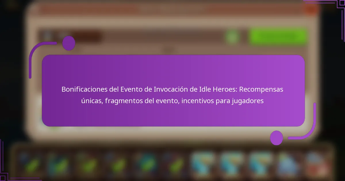 Bonificaciones del Evento de Invocación de Idle Heroes: Recompensas únicas, fragmentos del evento, incentivos para jugadores